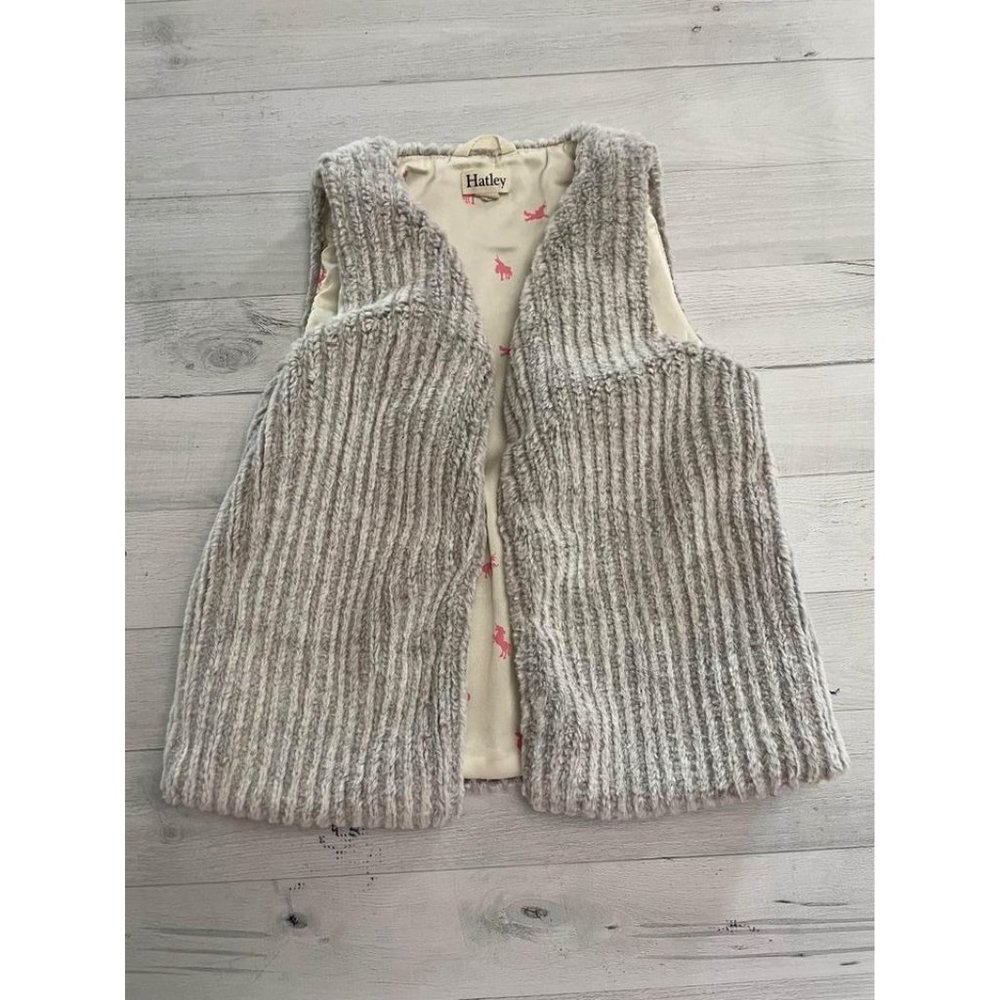 hatley girls faux fur vest size 5